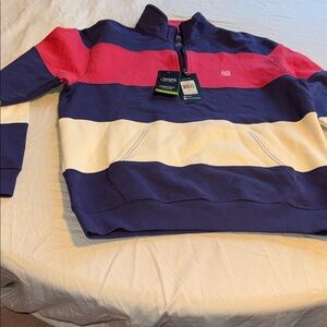 Chaps Men's Zip Up Sweater - Blue, Pink, White